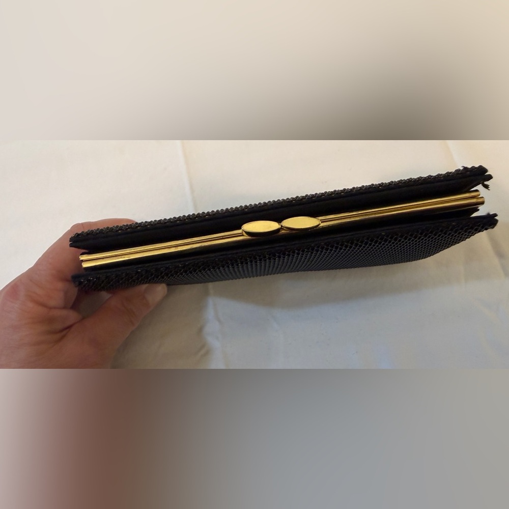 Elegant Black Clutch with Gold Toned Accents - Evening Wear - Picture 4 of 9